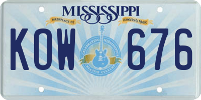 MS license plate KOW676