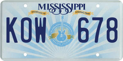 MS license plate KOW678