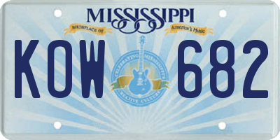 MS license plate KOW682