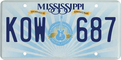 MS license plate KOW687