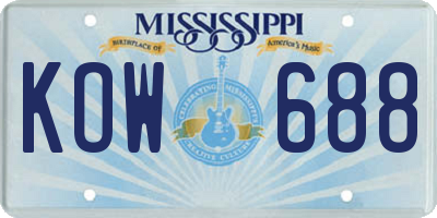 MS license plate KOW688