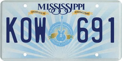 MS license plate KOW691