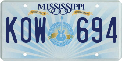 MS license plate KOW694