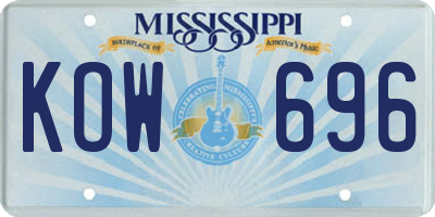 MS license plate KOW696