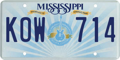 MS license plate KOW714