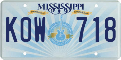 MS license plate KOW718