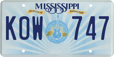 MS license plate KOW747