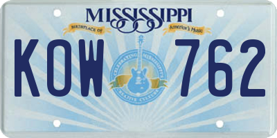 MS license plate KOW762