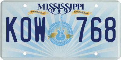 MS license plate KOW768
