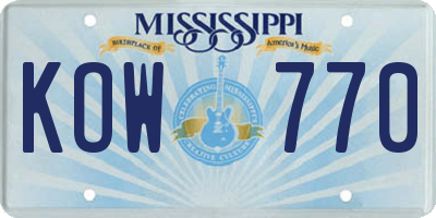 MS license plate KOW770