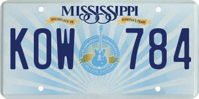MS license plate KOW784