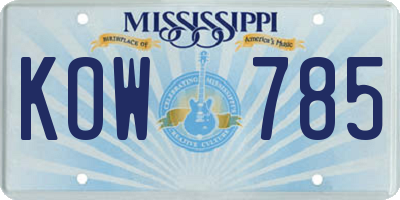 MS license plate KOW785