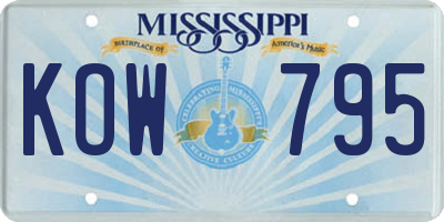 MS license plate KOW795