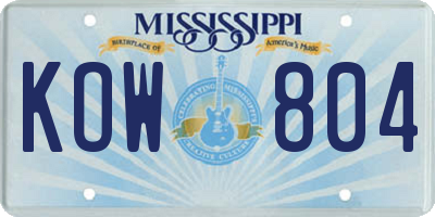 MS license plate KOW804