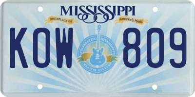 MS license plate KOW809