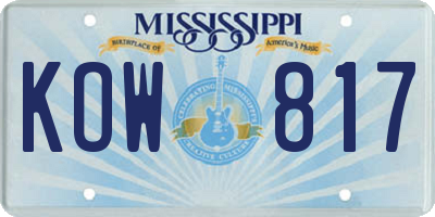 MS license plate KOW817