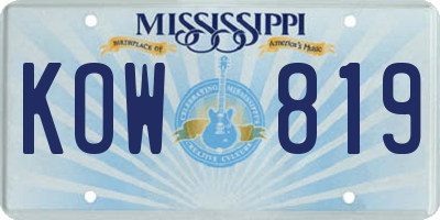 MS license plate KOW819
