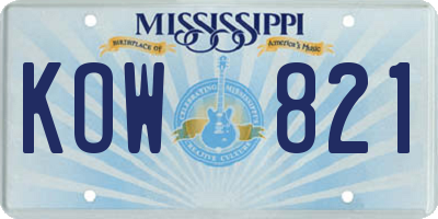 MS license plate KOW821