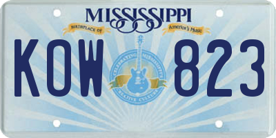 MS license plate KOW823