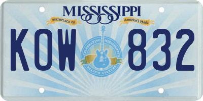MS license plate KOW832