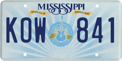 MS license plate KOW841