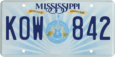 MS license plate KOW842