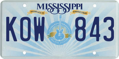 MS license plate KOW843