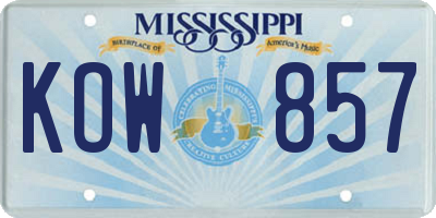 MS license plate KOW857