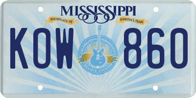 MS license plate KOW860