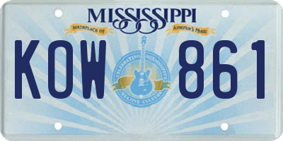 MS license plate KOW861