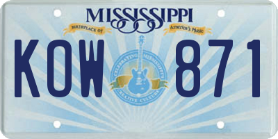MS license plate KOW871