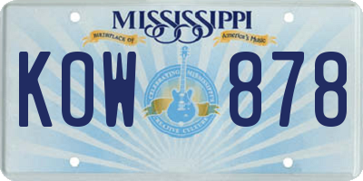 MS license plate KOW878