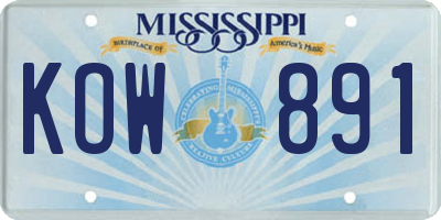 MS license plate KOW891