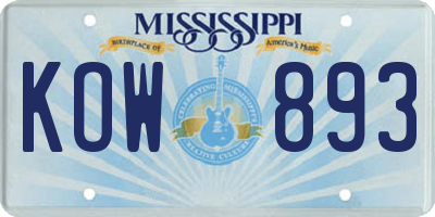 MS license plate KOW893
