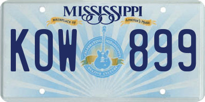 MS license plate KOW899