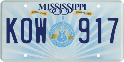MS license plate KOW917