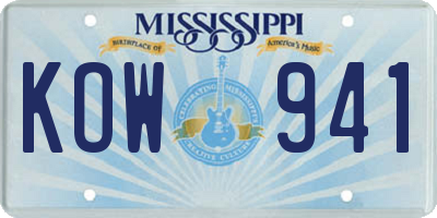 MS license plate KOW941