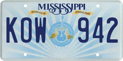 MS license plate KOW942