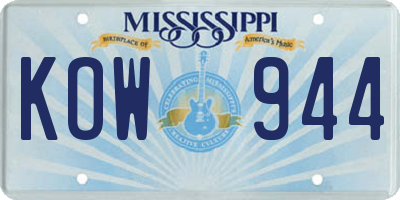 MS license plate KOW944