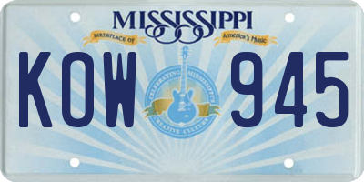 MS license plate KOW945