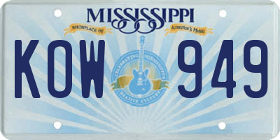 MS license plate KOW949