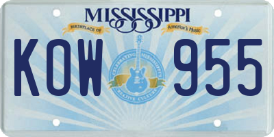MS license plate KOW955