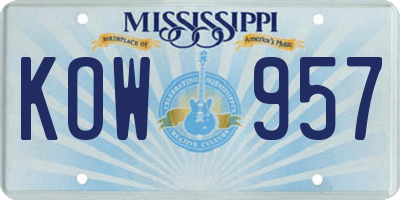 MS license plate KOW957