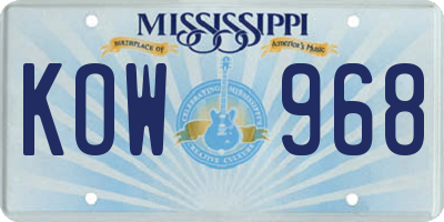 MS license plate KOW968