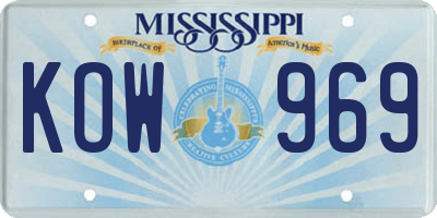 MS license plate KOW969