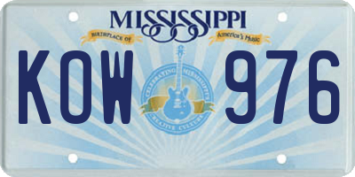 MS license plate KOW976