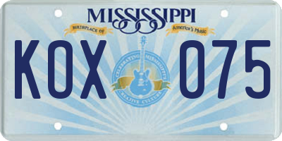 MS license plate KOX075