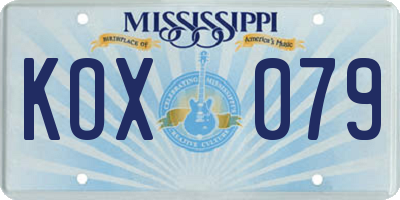 MS license plate KOX079