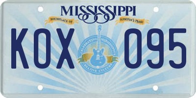 MS license plate KOX095