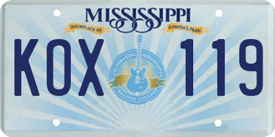 MS license plate KOX119